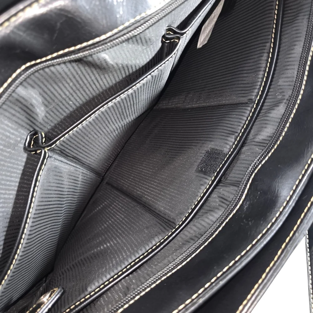 Franklin Covey Black Leather Women’s Briefcase Business Laptop Shoulder Bag